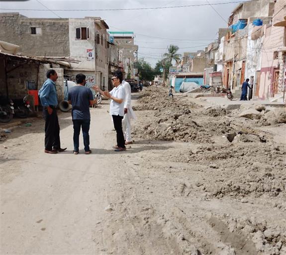 Sewerage line and road patch work.